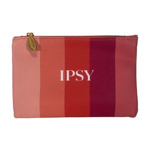 Ipsy Pink & Orange Zippered Bag w/ Lip Charm Cosmetics Makeup Pouch Spring Cute